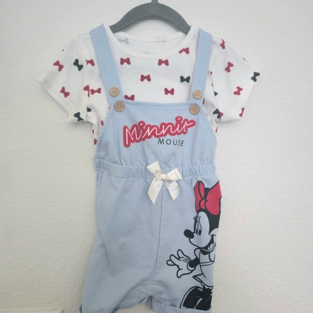 Minnie Mouse Blue Kids Overalls And Shirt Set!